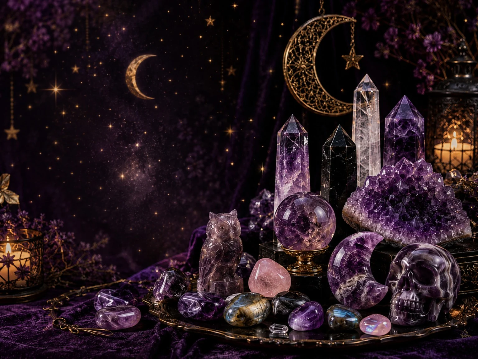 Purple and celestial crystal collection